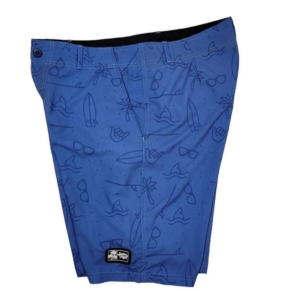 Senor Frogs Board Shorts Swim Trunks Mens Size 36 Blue Tropical Vacation Beach - Picture 3 of 12
